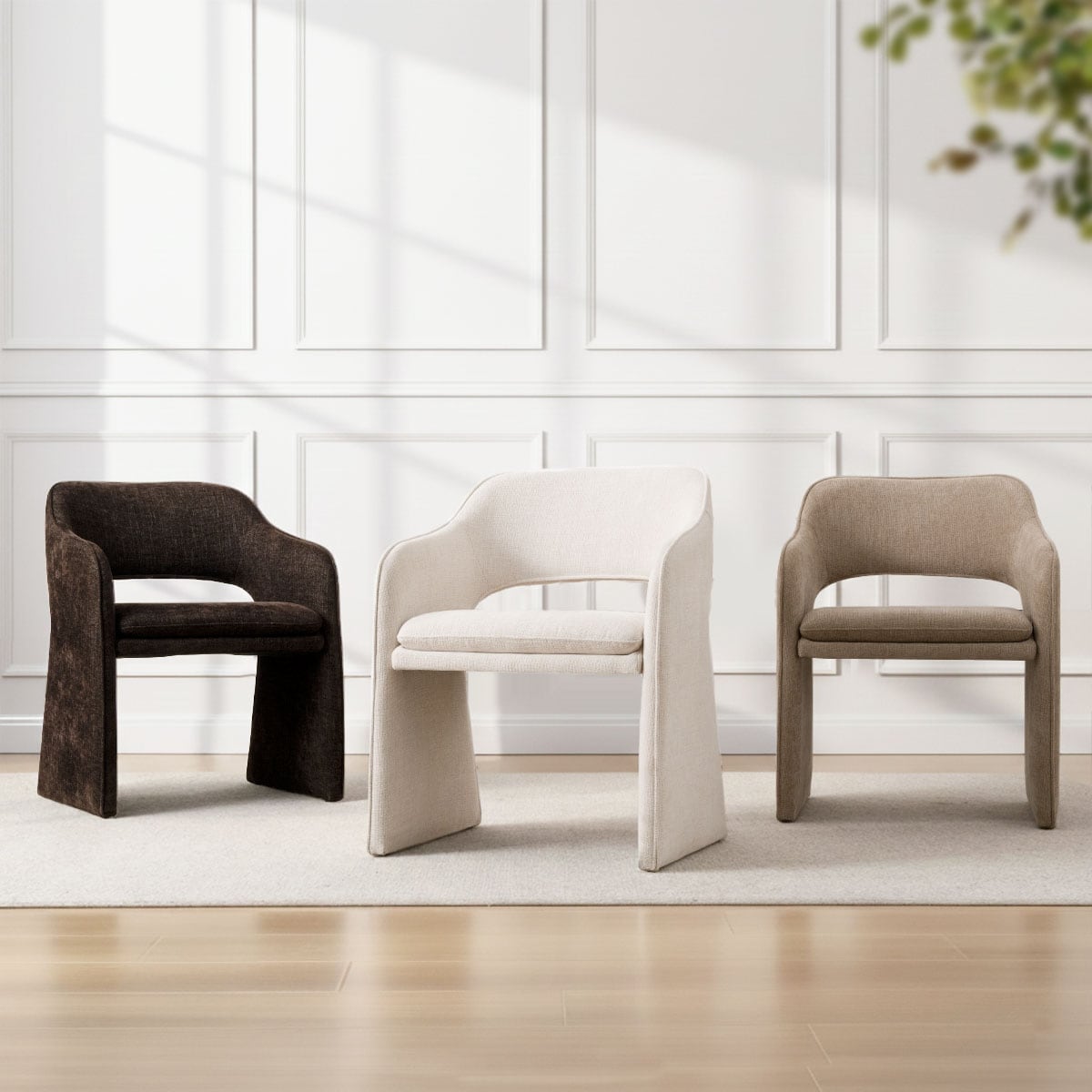 Fully Upholstered Arm Dining Armchairs, Set of 2