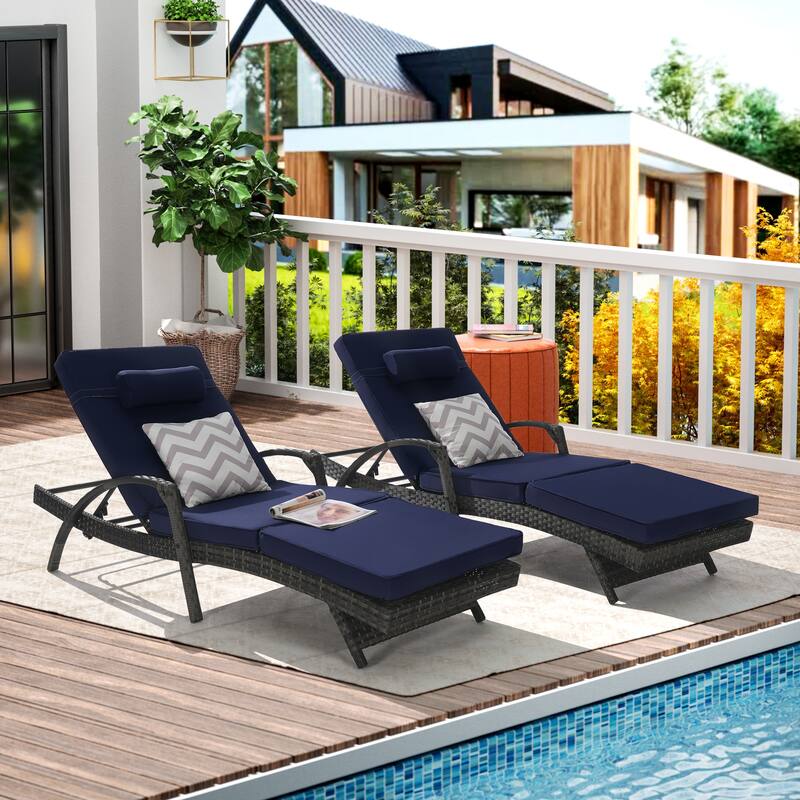 GDFStudio - Eliana Outdoor Recliner Set for Lounging, Sunbathing & Garden Relaxation