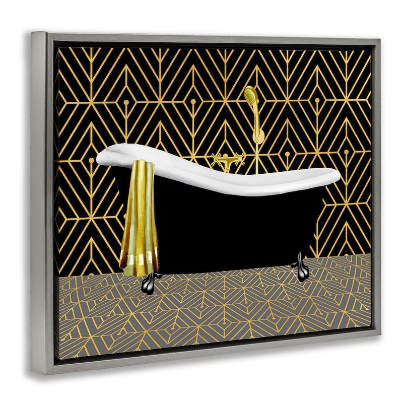 Stupell Deco Patterned Bathtub Framed Floater Canvas Wall Art Design By Conrad Knutsen