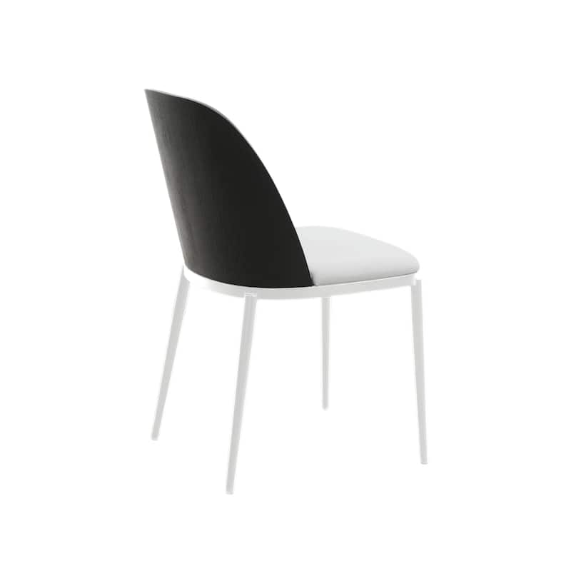 LeisureMod Tule Dining Chair with Upholstered Seat and White Steel Frame, Set of 2