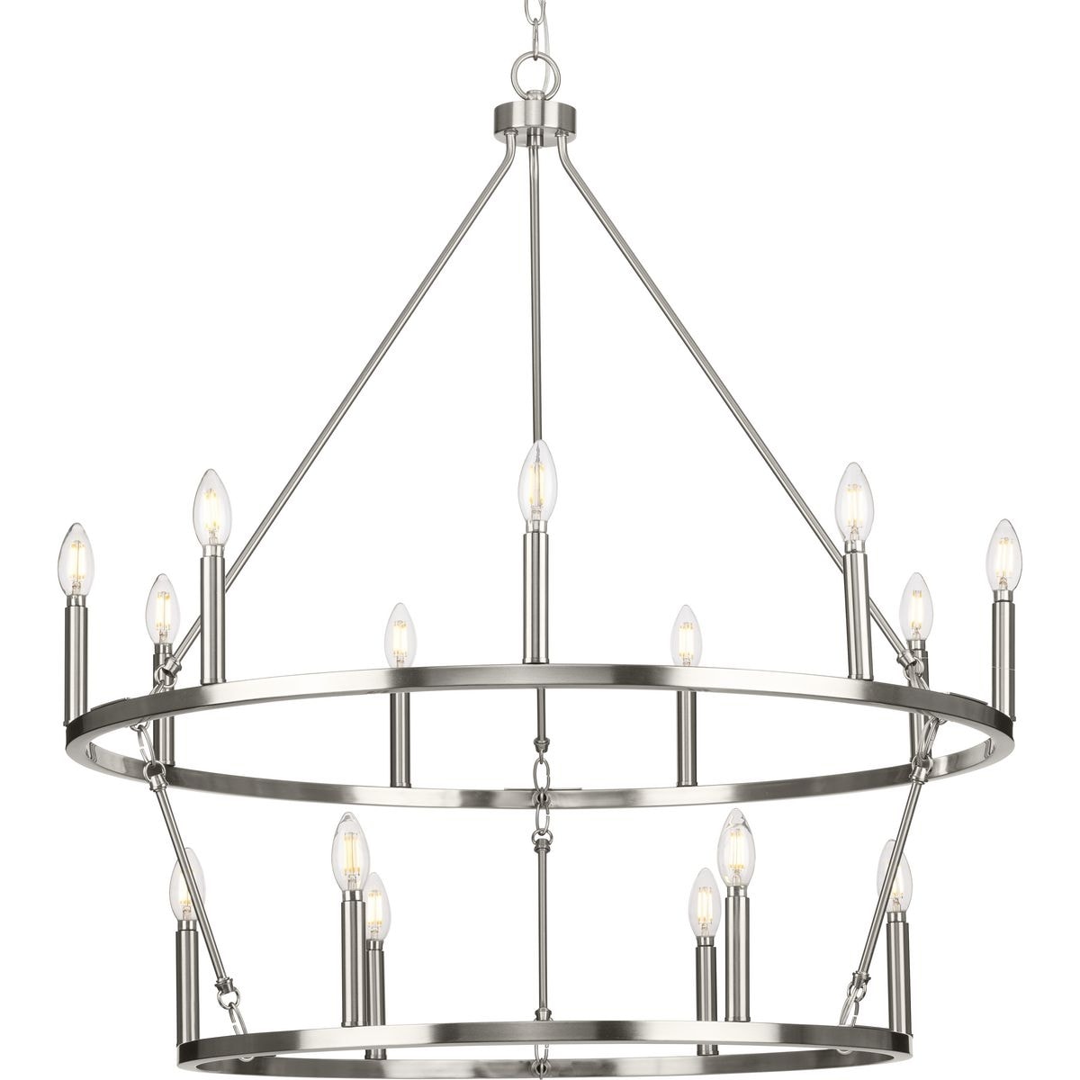 Progress Lighting Gilliam Collection Fifteen-Light Brushed Nickel New Traditional Chandelier - 35.5 in x 35.5 in x 38.37 in