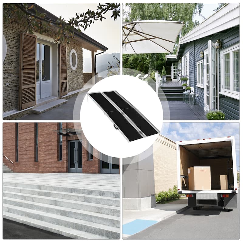 6FT Non-Skid Traction Folding Aluminum Wheelchair Ramp Scooter Mobility Handicap Ramps for Home Steps, Suitcase with Handle