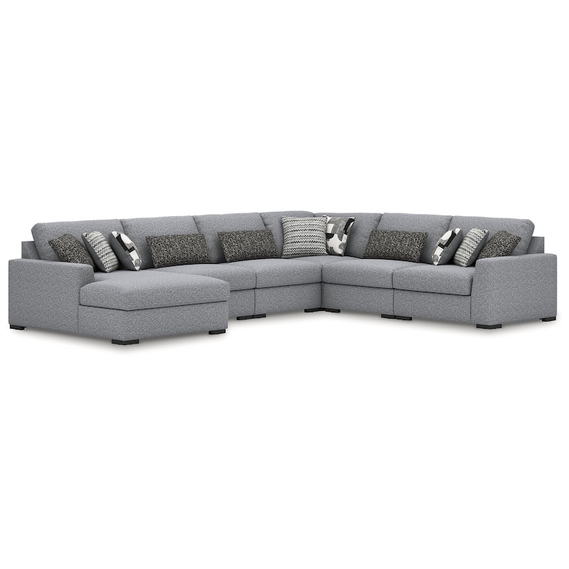 Signature Design by Ashley Bealton Gray 6-Piece Sectional with Chaise - 174" W x 134" D x 41" H
