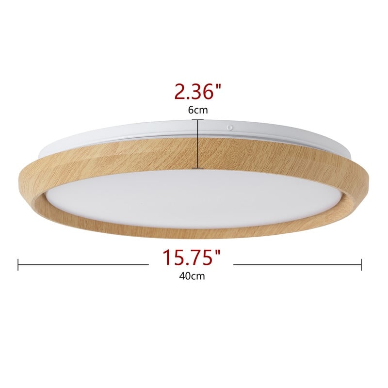 Modern Wood Grain Flush Mount Ceiling Light Milky White LED Fixture for Living Room Bedroom