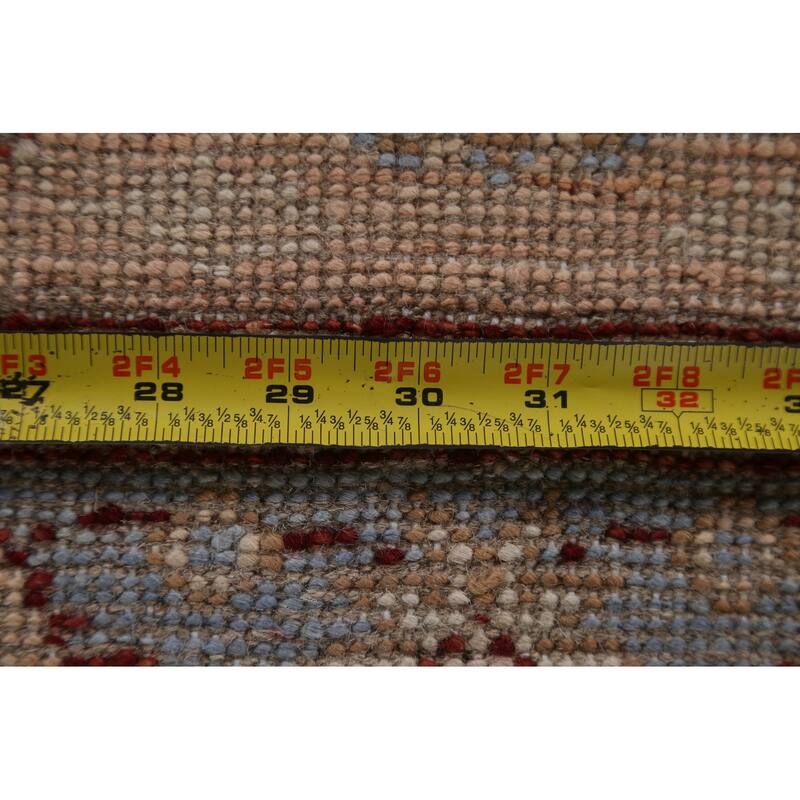 Hand Knotted Oriental 100% Wool Carpet Transitional Geometric Peach Oushak Area Rug - 3' 10'' X 2' 11''