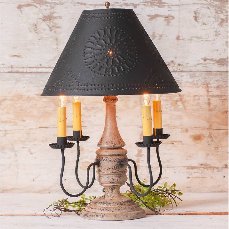 Irvins Country Tinware Jamestown Wood Table Lamp - Buttermilk - 21.5 X 15 X 15 inches