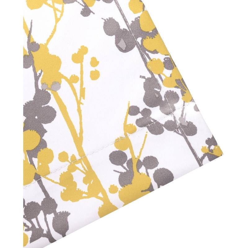 DriftAway Leah Floral Blossom Ink Painting Thermal Room Darkening Kitchen Tier Pair