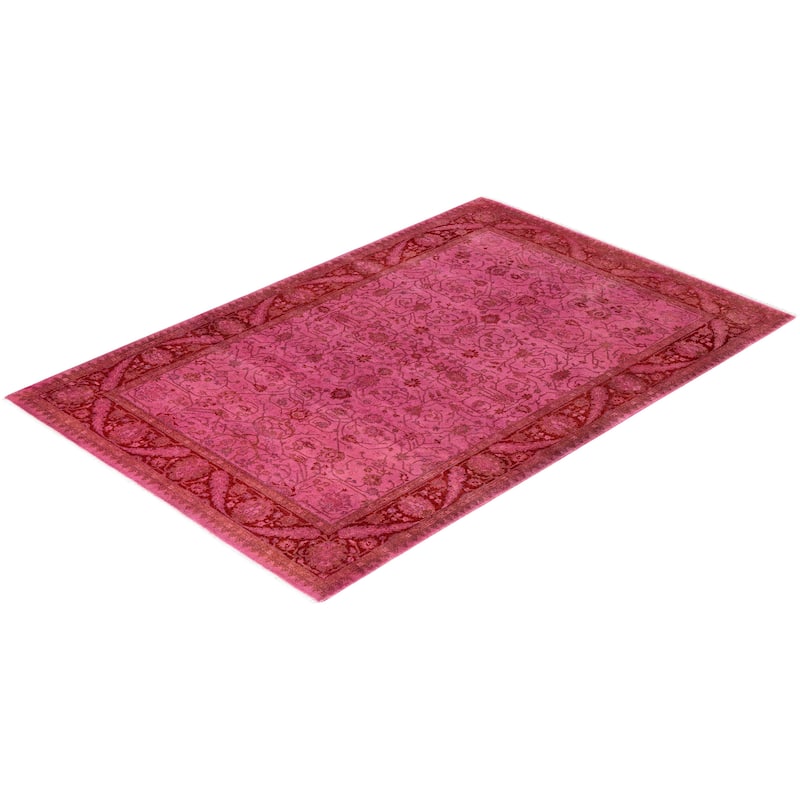 Contemporary Overdyed Wool Hand Knotted Area Rug - 4' 2" x 6' 3"