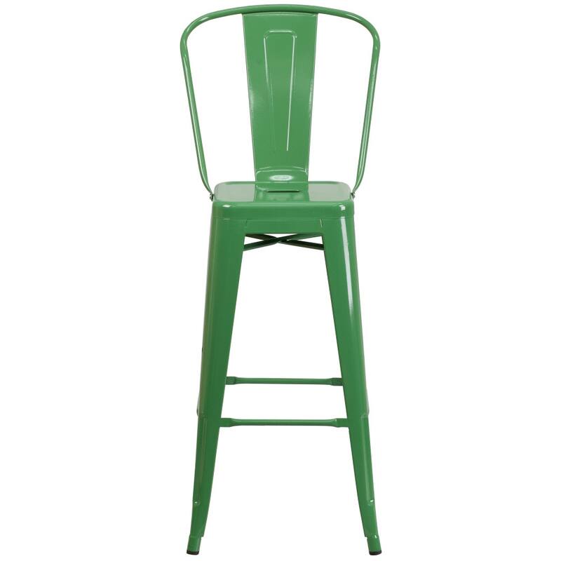 30'' High Metal Indoor-Outdoor Barstool with Back
