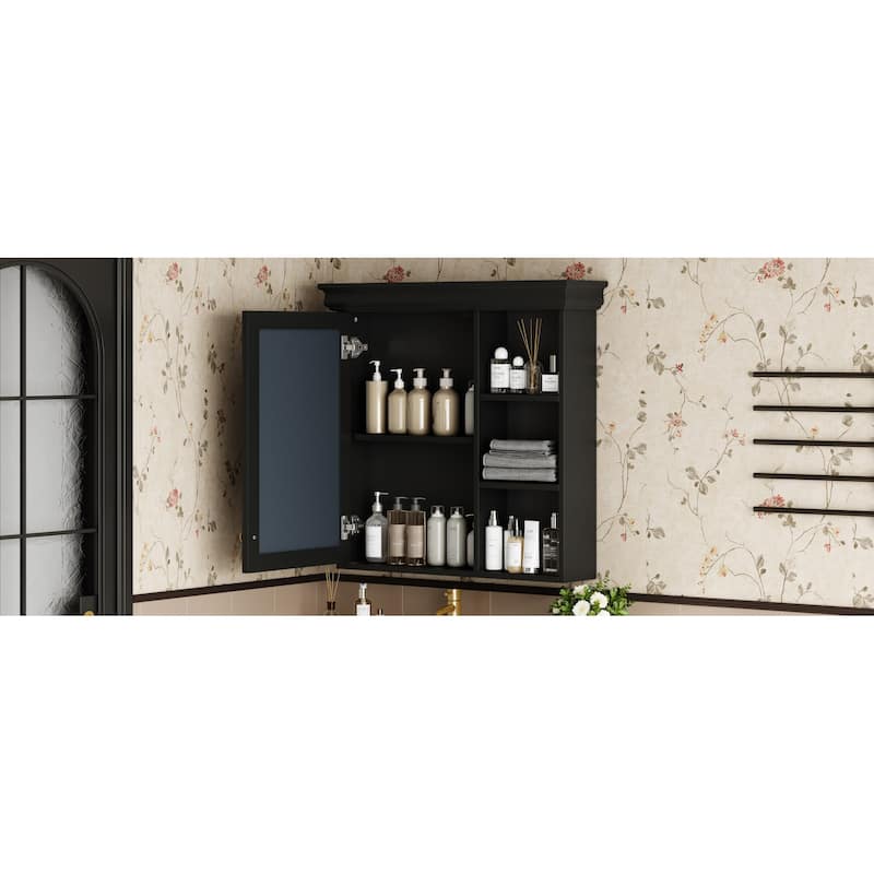 30''x 28''Medicine Cabinet with Mirror,Wall Mounted Mirror Cabinet with Storage Organizer Over the Toilet Storage Cabinet