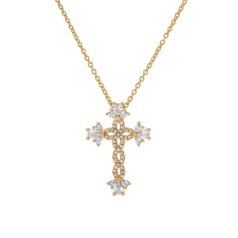 Victoria Townsend zgold Plated Cubic Zirconia Flowertwist Cross Necklace