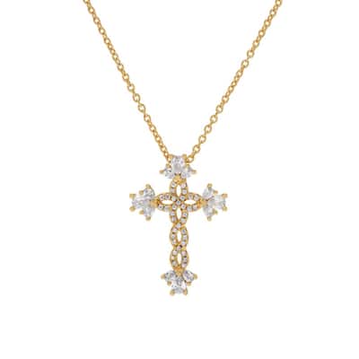 Victoria Townsend zgold Plated Cubic Zirconia Flowertwist Cross Necklace