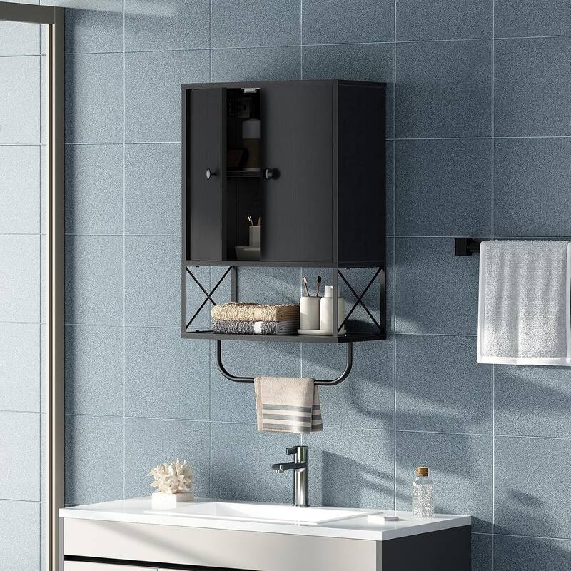 3-Tier Wall Mounted Storage Cabinet Over The Toilet for Bathroom Laundry Room
