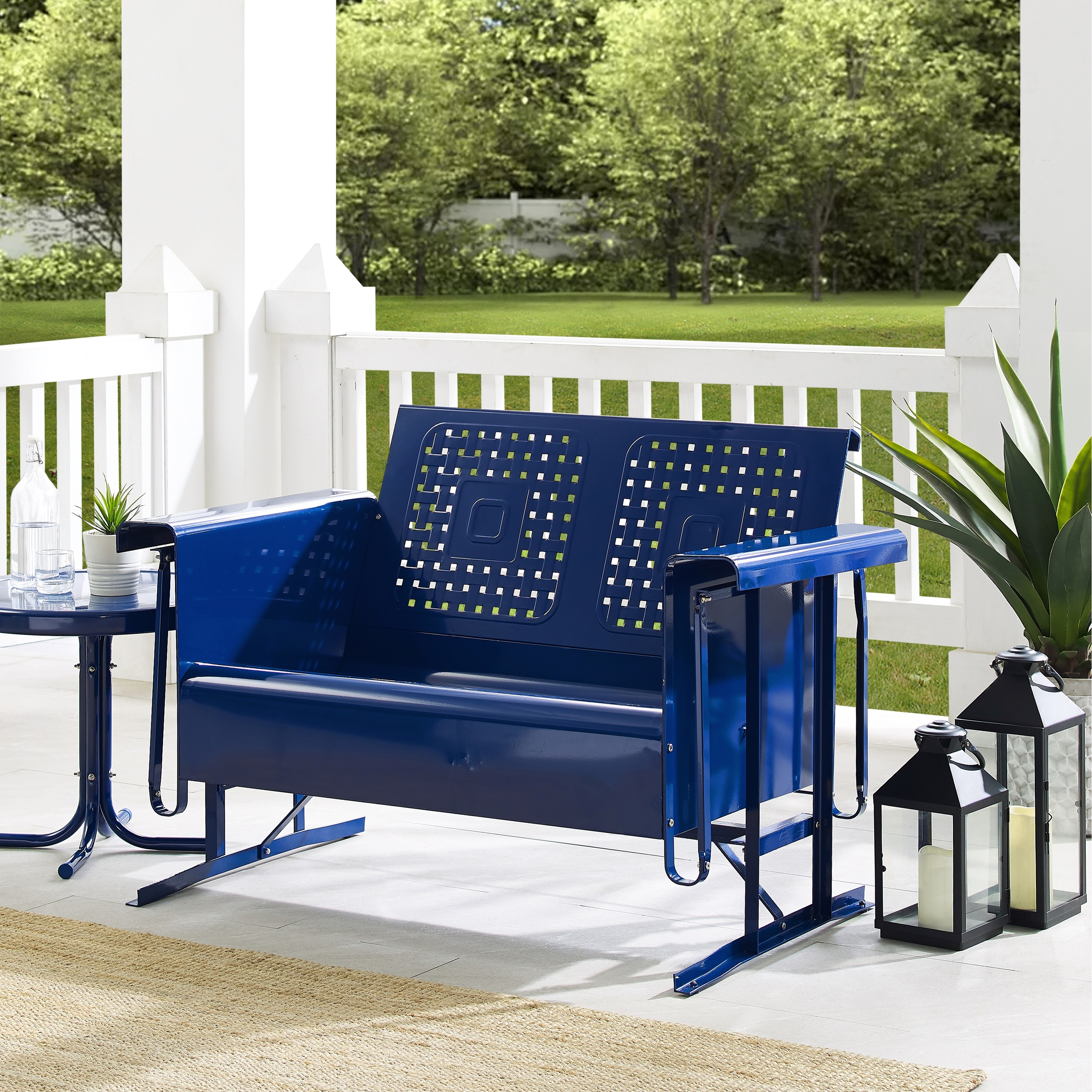 Crosley Bates Retro Outdoor Loveseat Glider - 28"x48.75"x32.5"