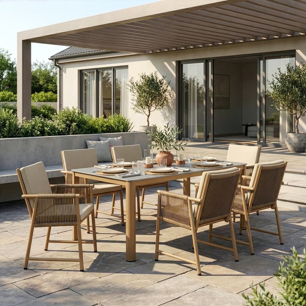 Bianca Brown Outdoor Dining 6 Seats Set