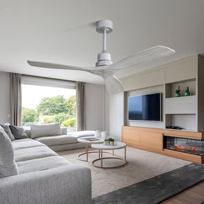 52" Modern Solid Wood Fan Blade Ceiling Fan with Remote Control