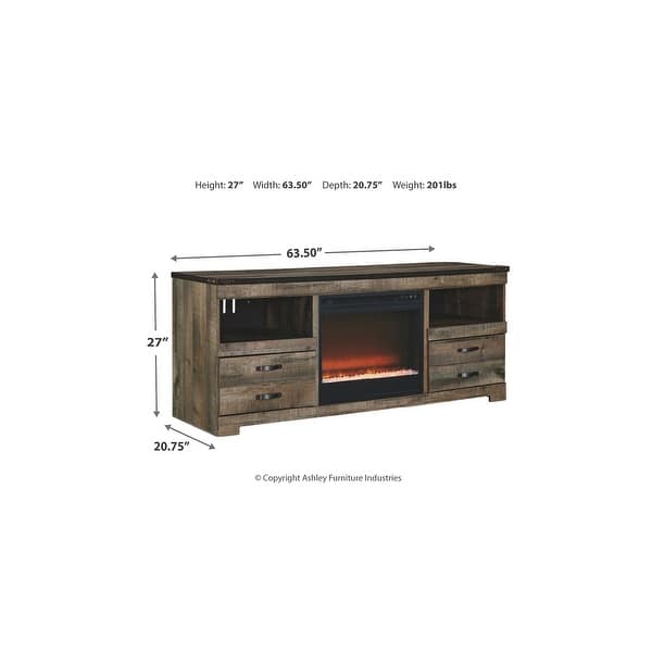 63" TV Stand with Electric Fireplace - 63.39" W x 19.61" D x 26.22" H