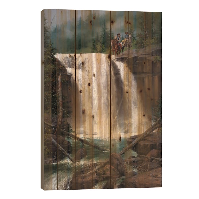 Above the Falls Print On Wood by Jack Sorenson - Multi-Color - 40x26x1.5