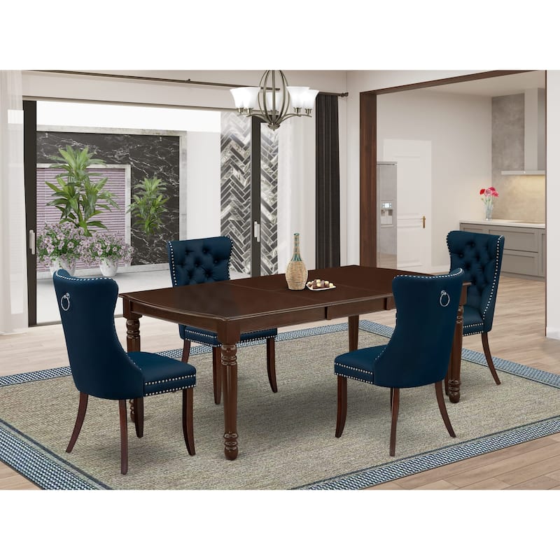 East West Furniture Kitchen Table Set Includes a Rectangle Dining Table and Padded Chairs, Mahogany (Pieces Options) - DODA5-MAH-29