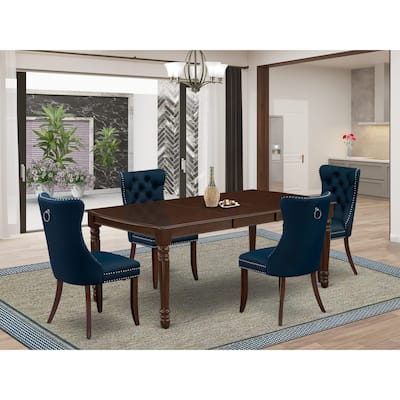 East West Furniture Kitchen Table Set Includes a Rectangle Dining Table and Padded Chairs, Mahogany (Pieces Options)