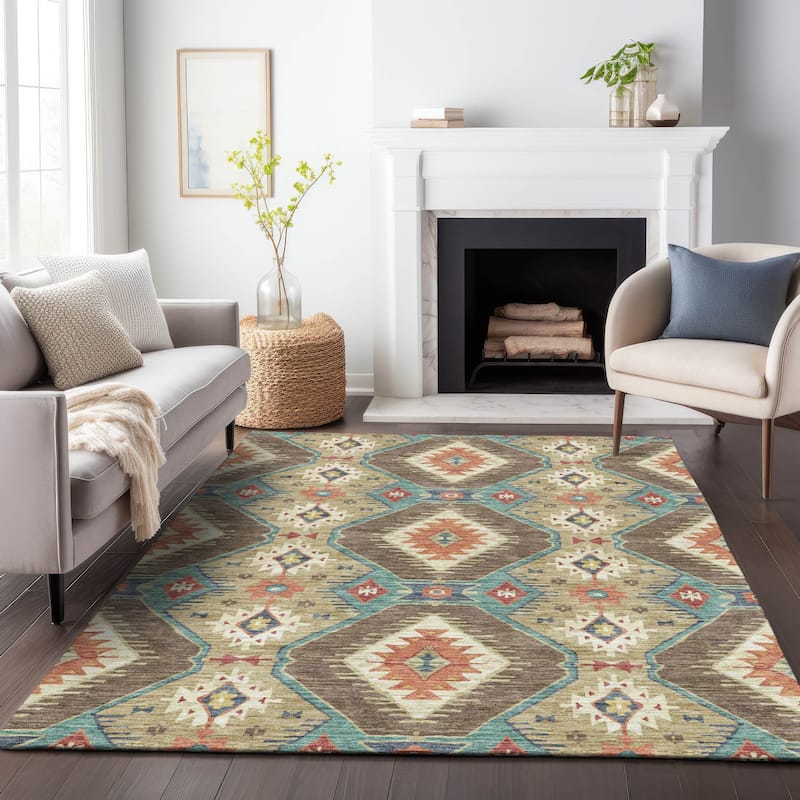 Machine Washable Indoor/Outdoor Southwest Global Chantille Rug