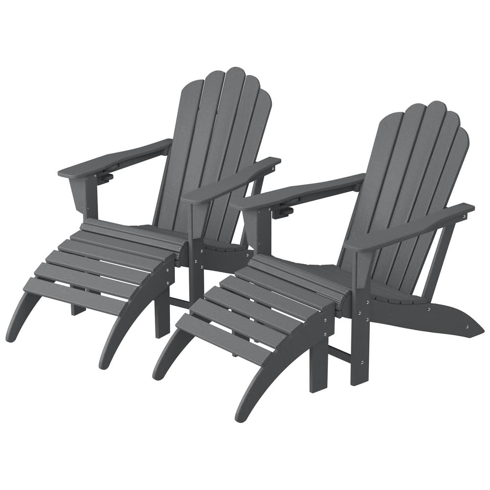 Aderson Outdoor Poly Adirondack Chair with Ottoman 4-Piece Set