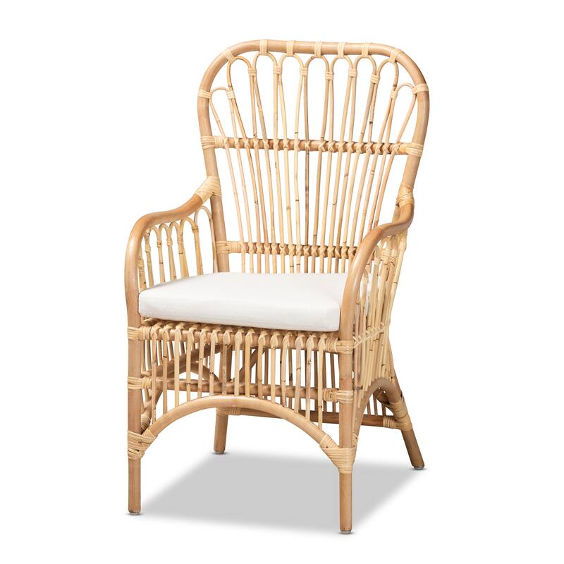 Aya Modern and Contemporary Natural Finished Rattan Armchair - Natural