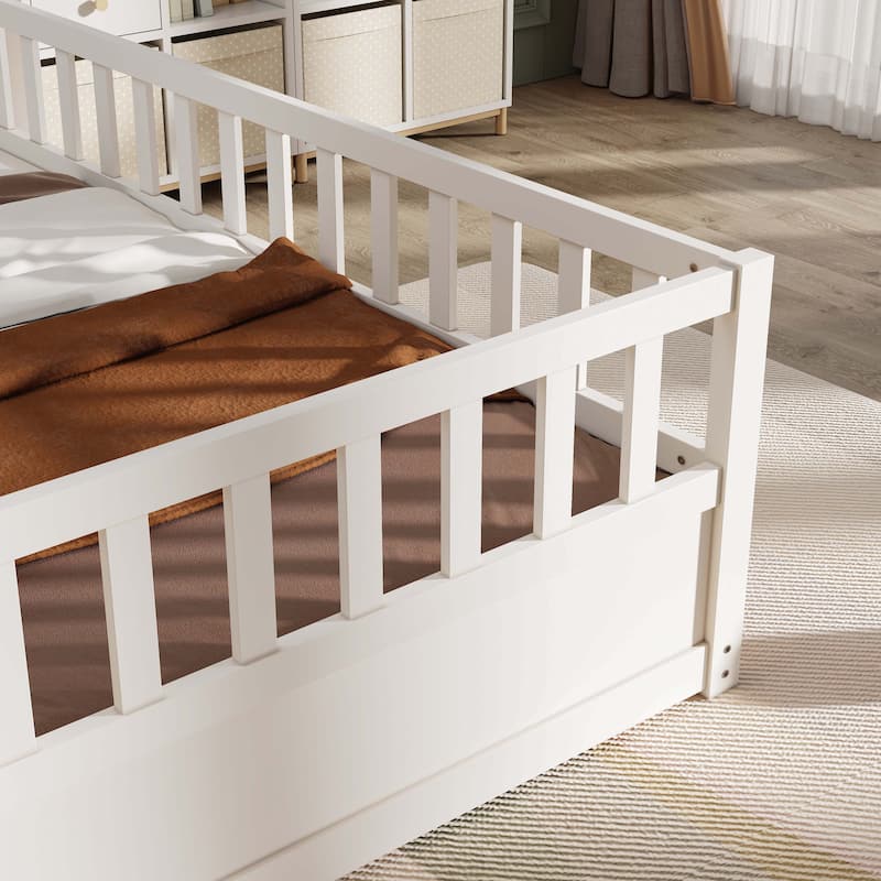 Montessori wooden children's floor bed without Support slat
