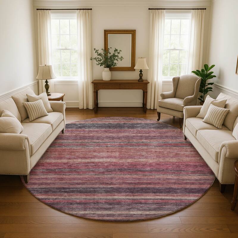 Premium Washable Super Soft Ombre Stripes Mayfield Rug - Paprika - 8' x 8'