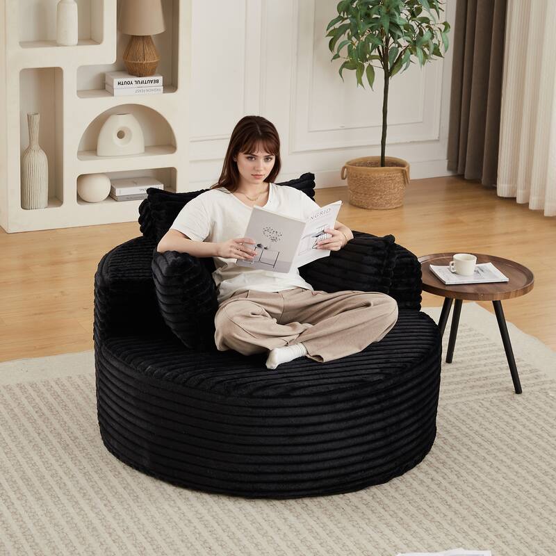 Rossetta 50"L Modern Backrest Pillow Design Fluffy Corduroy Sponge Single Sofa, No Assembly Required