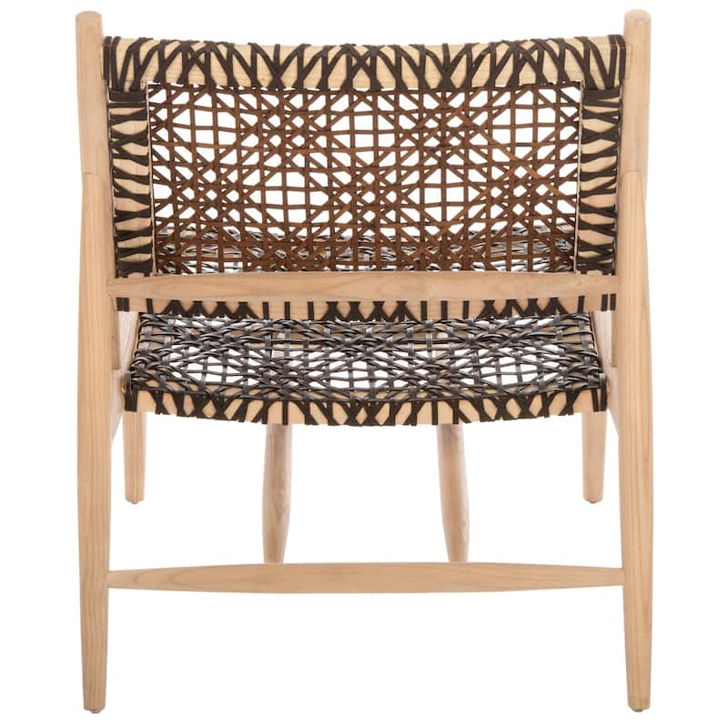 SAFAVIEH Bandelier Open Leather Weave Squared Accent Chair. - 26" W x 32" D x 31" H