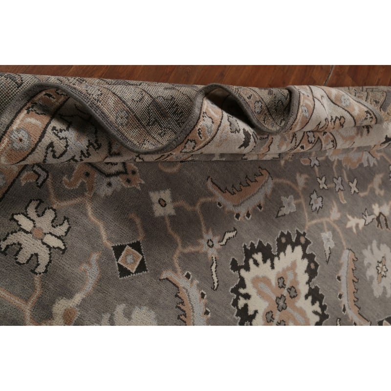 Gray Oushak Indian Area Rug Handmade Wool Carpet - 9'0" x 11'9"