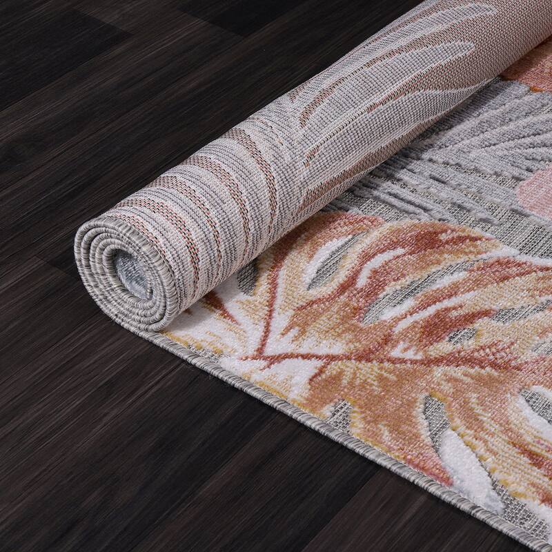 Beverly Rug Equator Leaf Botanical Indoor Outdoor Area Rug