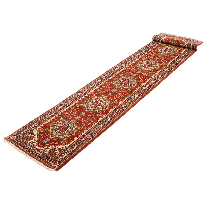 ECARPETGALLERY Hand-knotted Serapi Heritage Red Wool Rug - 2'7 x 19'6