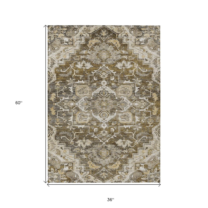 HomeRoots Oriental Traditional Rectangle Outdoor Rug