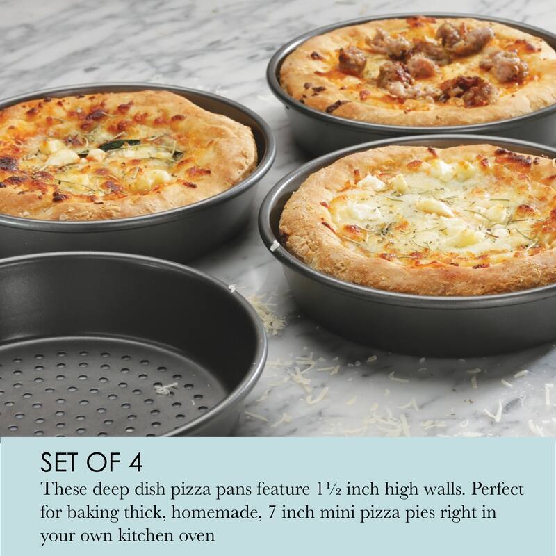 Chicago Metallic Deep Dish Pizza Pan Set, Set of 4