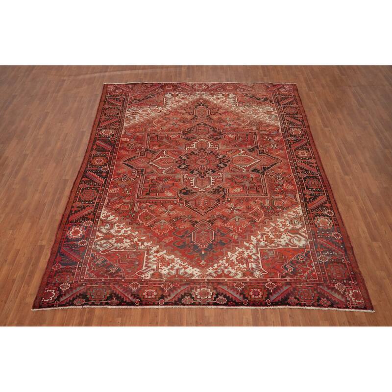 Hand Knotted Oriental 100% Wool Carpet Traditional Medallion Oranges & Rust Heriz Area Rug - 13' 1'' X 10' 2''