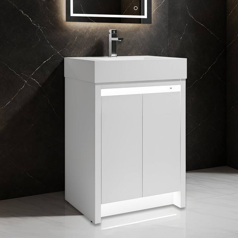 Blossom 48" All Wood Freestanding Bathroom Vanity with Acrylic Sink - 24" - Glossy - Glossy White