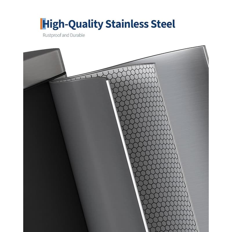 2.6 Gallon Stainless Steel Slim Trash Can, Step-on Garbage Bin for Narrow Space, Kitchen, Bathroom, Office