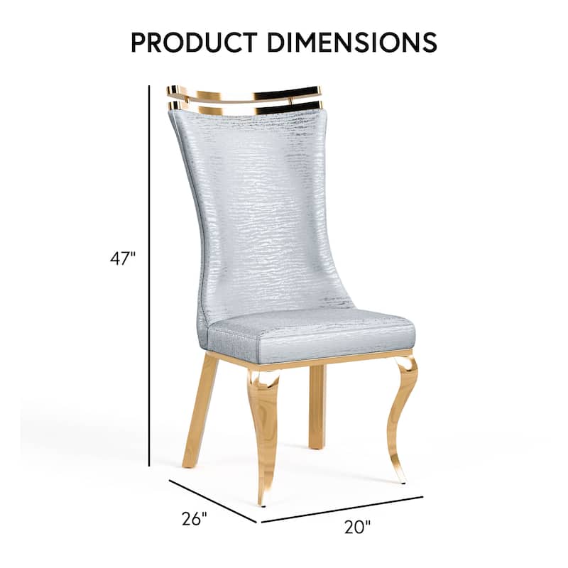 Furniture of America Thaddeus Glam Stainless Steel Upholstered Dining Side Chair (Set of 2)