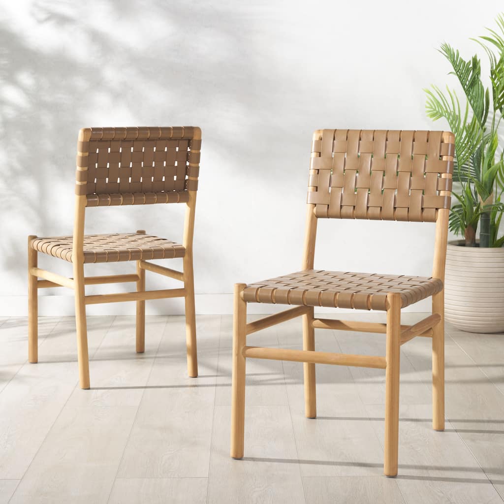 SAFAVIEH Couture Jeremiah Woven Leather Dining Chair - 18"W x 22"D x 34"H