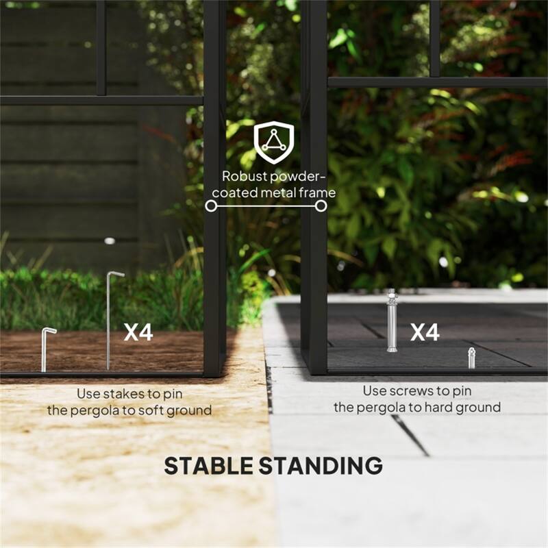 Coffee Lean-To Pergola with Powder-Coated Metal Frame and 180gsm Polyester Canopy UPF30 Plus Splash Resistant