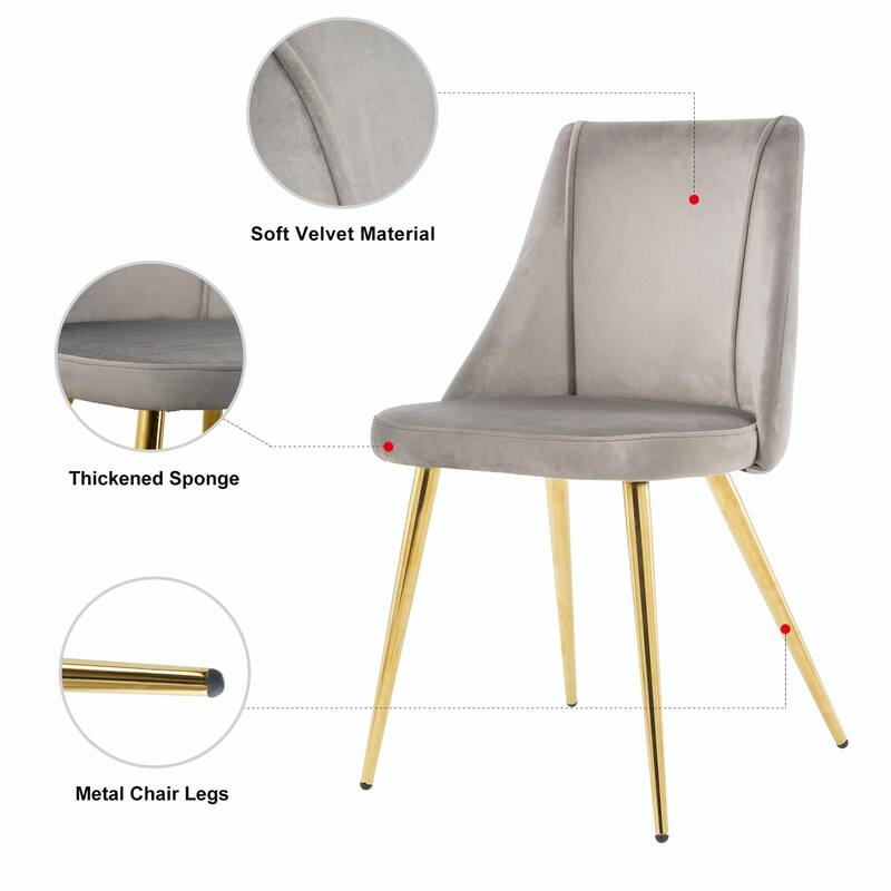 Modern Light Luxury Dining Chairs with Metal Legs-Set of 4