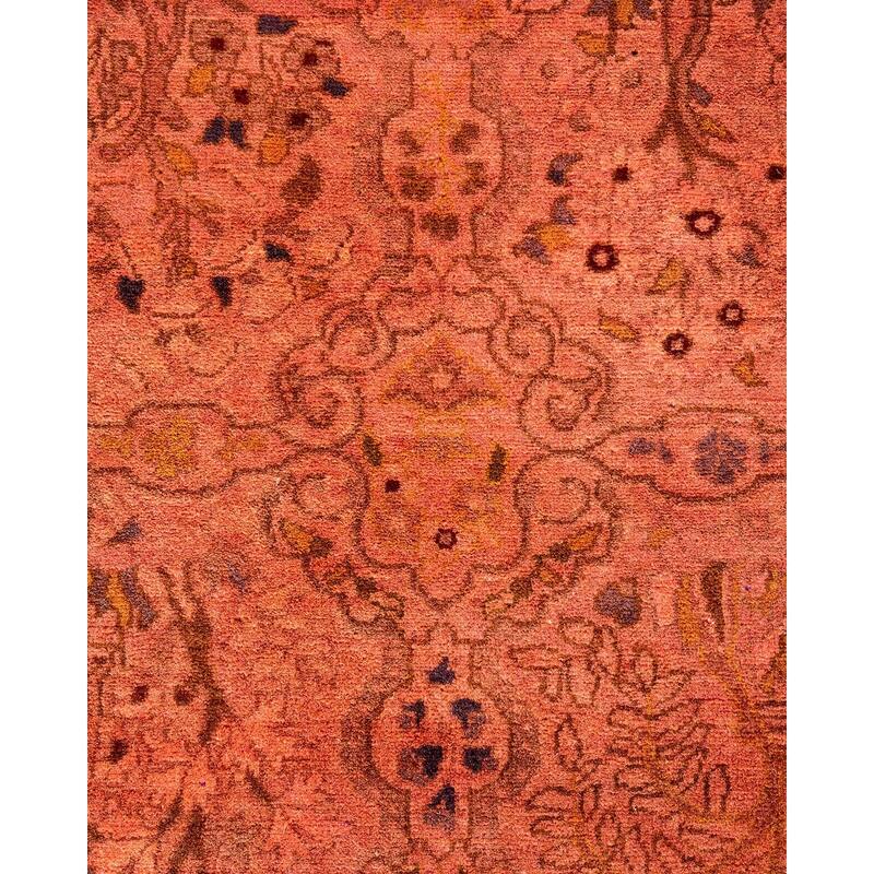 Overton Hand Knotted Wool Vintage Inspired Modern Contemporary Overdyed Pink Runner Rug - 2' 8" x 14' 1"
