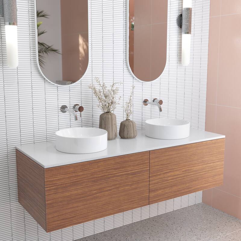 Tucana Bench Mount Ceramic Round Vessel Bathroom Sink