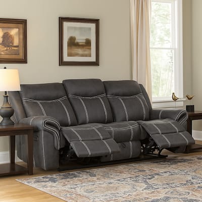Hesy Power Motion Recliner Sofa w Drop Down Table, Dark Gray 85 Inch