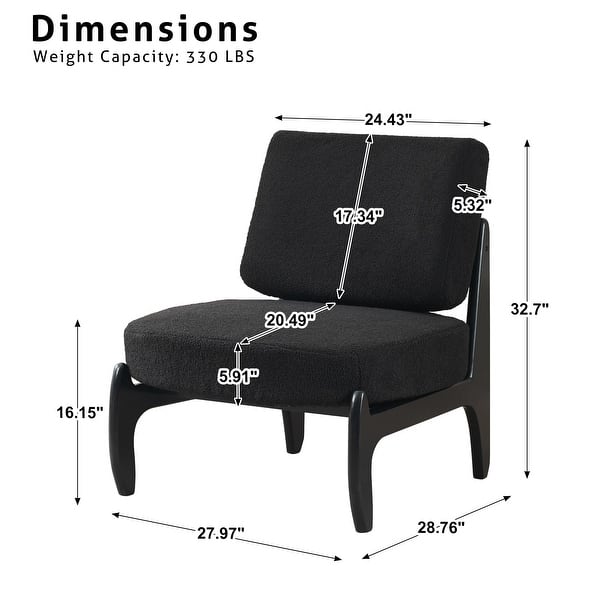 dimension image slide 1 of 6, Modern Teddy Slipper Chair Armless Lounge Sofa