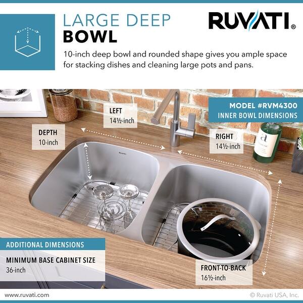 Ruvati 32 Inch Undermount 50 50 Double Bowl 16 Gauge Stainless Steel Kitchen Sink Rvm4300 Overstock 7029833
