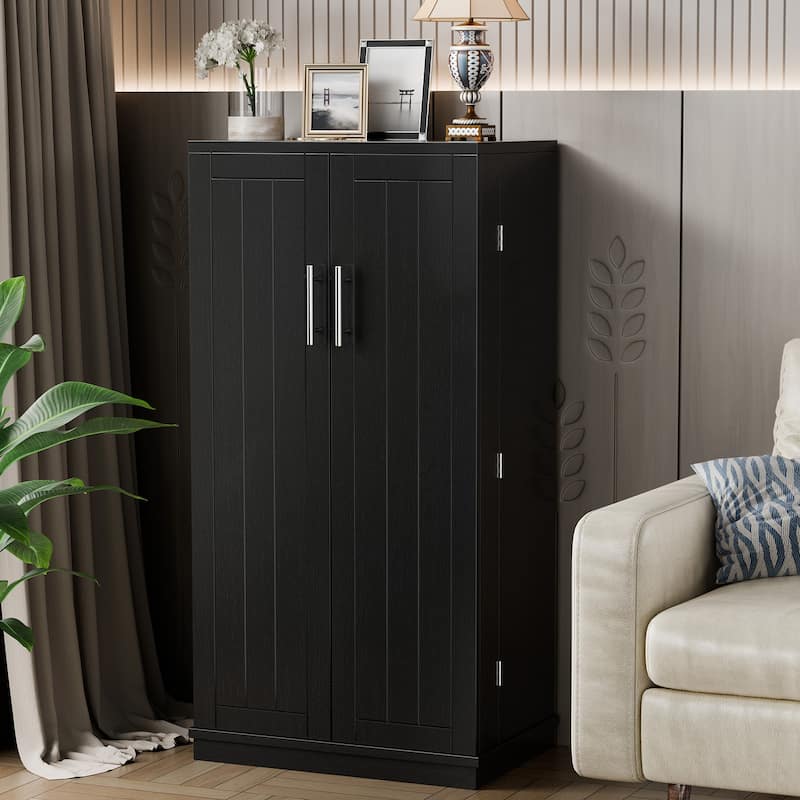 Futzca 47'' Wooden Multi-Room Storage Pantry Cabinet - N/A - Black