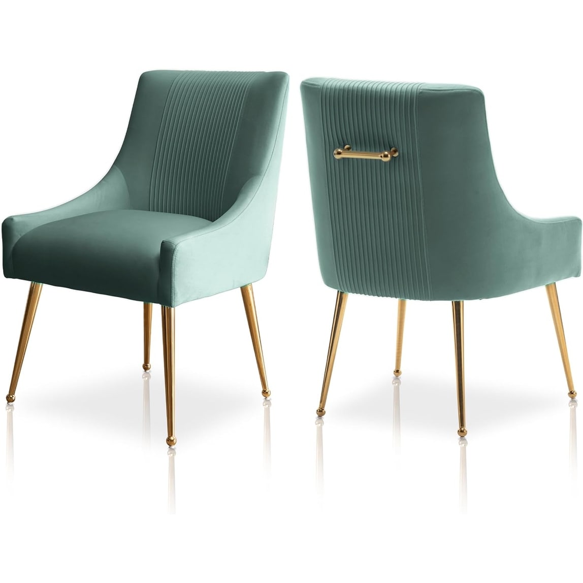 Velvet Upholstered Dining Chairs with Gold Legs, Set of 2 for Living Room, Study Room